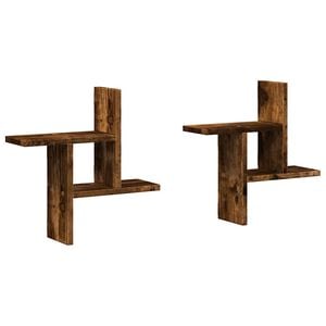 vidaXL sienas plaukti, 2 gab., ozolkoka, 38x12x38cm, inženierijas koks