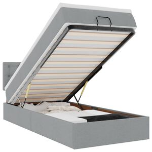 vidaXL Osmaņu gultas rāmis ar matraci gai&scaron;i pelēks 80x200cm audums