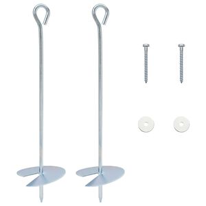 vidaXL Zemes enkurs 2 pcs Sudraba &Oslash;10 x 40 cm Cinkots metāls