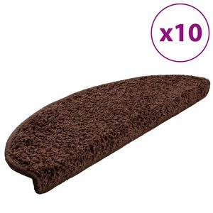 vidaXL kāpņu paklājiņi, 10 gab., 65x21x4 cm, brūni, pusapaļi, lieli