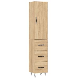 vidaXL augstais skapītis, ozolkoka, 34,5x34x180 cm, inženierijas koks