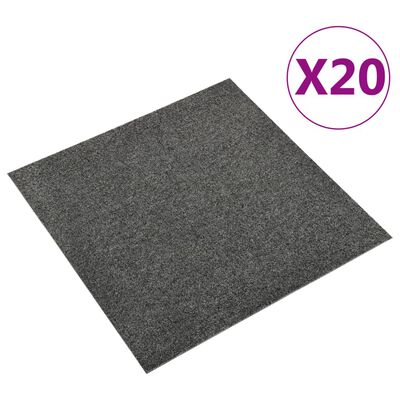 vidaXL paklājflīzes, 20 gab., 5 m², 50x50 cm, antracītpelēkas