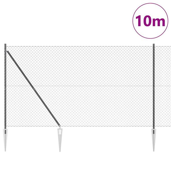 vidaXL Žoga āķis Pelēka 10 x 1,6 m (40 x 40 mm acs) Tērauds un PVC