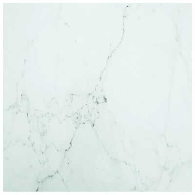 vidaXL galda virsma, balta, 80x80 cm, 6 mm, stikls ar marmora dizainu