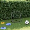 vidaXL futbola atsitienu tīkls, melns, 84x73x60-80 cm, tērauds