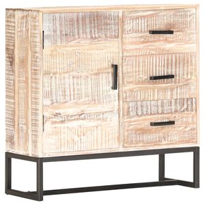 vidaXL kumode, balta, 73x30x75 cm, akācijas masīvkoks