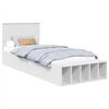 vidaXL Gultas rāmis ar plauktu Balts 75 x 190 cm Inženierijas koks