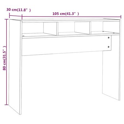 vidaXL konsoles galds, betona pelēks, 105x30x80 cm, skaidu plāksne