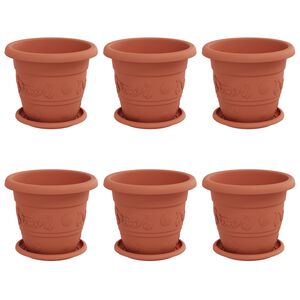 vidaXL Augu podi 6 pcs Ķieģeļu sarkans &Oslash; 26 x 21.5 cm Plastmasa