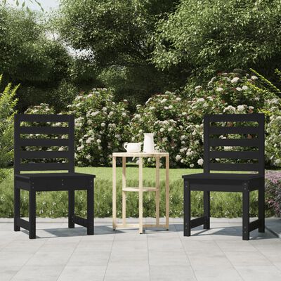 vidaXL dārza krēsli, 2 gab., melni, 50x48x91,5 cm, priedes masīvkoks