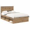 vidaXL Gultas rāmis Mākslīgā ozola 120 x 200 cm Ciets priedes koks