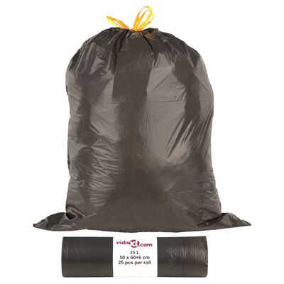 vidaXL atkritumu maisi ar aukliņām, 250 gab., melni, 35 L