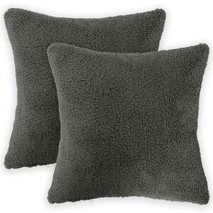 vidaXL Spilvenu pārvalks 2 pcs HEERLEN Tum&scaron;i pelēka 30 x 30 cm Boucl&eacute;