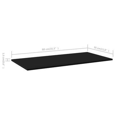 vidaXL plauktu dēļi, 8 gab., melni, 80x30x1,5 cm, skaidu plāksne