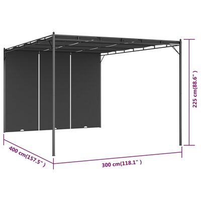 vidaXL dārza nojume ar sānu aizkariem, 4x3x2,25 m, antracītpelēka