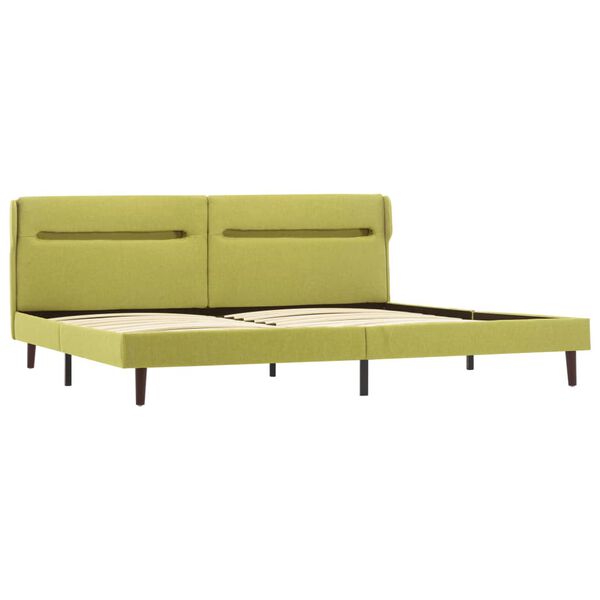 vidaXL gultas rāmis ar LED, zaļ&scaron; audums, 140x200 cm