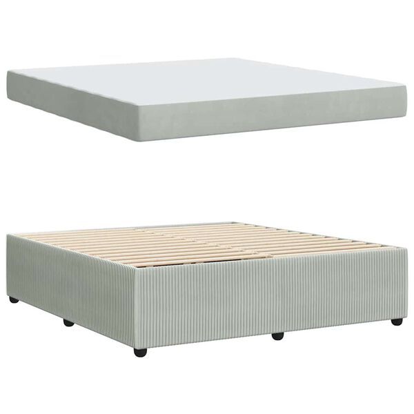vidaXL Gultas rāmis ar matraci Gai&scaron;i pelēks 180 x 200 cm audums