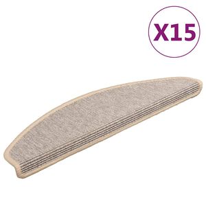 vidaXL kāpņu paklājiņi, 15 gab., 65x21x4 cm, sudrabaini, pusapaļi, lieli
