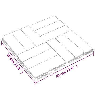 vidaXL terases flīzes, 10 gab., 30x30 cm, masīvs tīkkoks