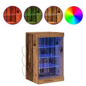 vidaXL LED sānu galds Vecs koks 41 x 37 x 67 cm Inženierijas koks