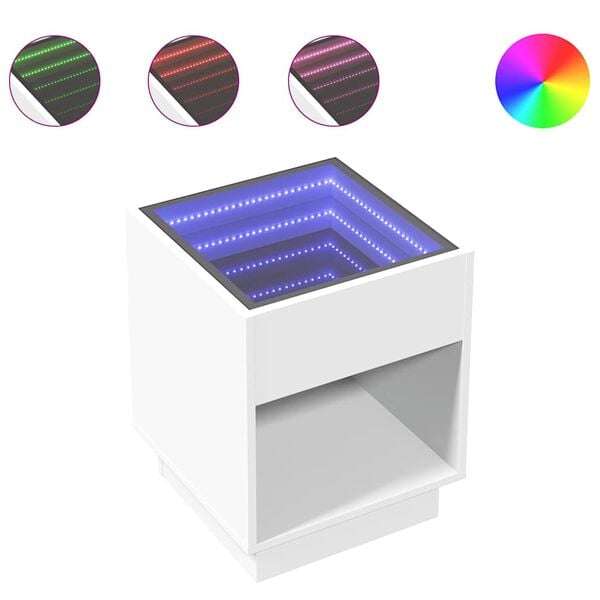 vidaXL naktsgaldiņ&scaron; ar LED, balts, 40x40x50 cm