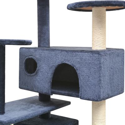 vidaXL kaķu māja ar sizala stabiem nagu asināšanai, 125 cm, tumši zila