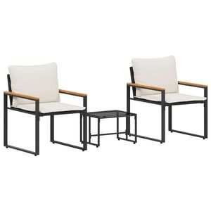 vidaXL Mēbeļu komplekti 3 pcs Melns un krēmkrāsas balts Rotangpalma