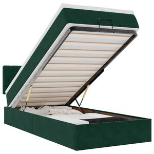 vidaXL Osmaņu gulta ar matraci & LEDs, tum&scaron;i zaļ&scaron;, 80x200 cm, samts