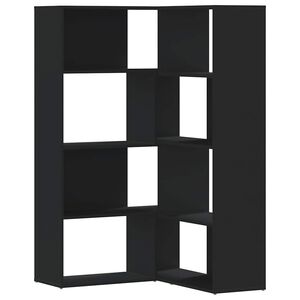 vidaXL 4-līmeņu grāmatu plaukts, melns, 85x85x140cm, inženierijas koks