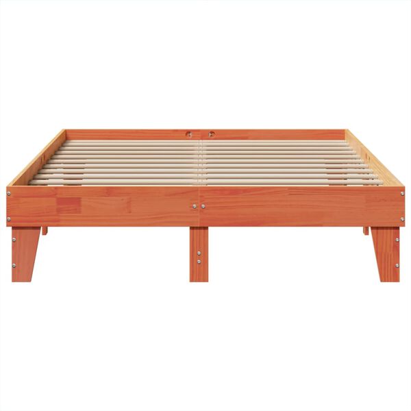 vidaXL gulta bez matrača, vaska brūnas, 140x200 cm, priedes masīvkoks