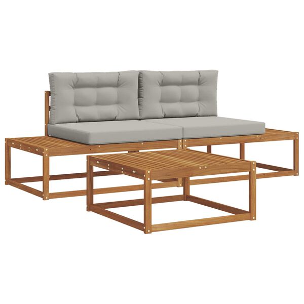 vidaXL Āra dīvānu komplekts 3 Gabals Dabīgs un gai&scaron;i pelēks