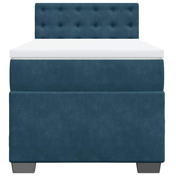 vidaXL atsperu gulta ar matraci, tum&scaron;i zils samts, 100x200 cm