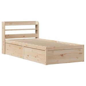 vidaXL gultas rāmis ar galvgali, 75x190 cm, priedes masīvkoks
