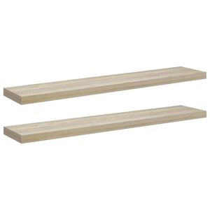 vidaXL sienas plaukti, 2 gab., ozolkoka krāsā, 120x23,5x3,8 cm, MDF