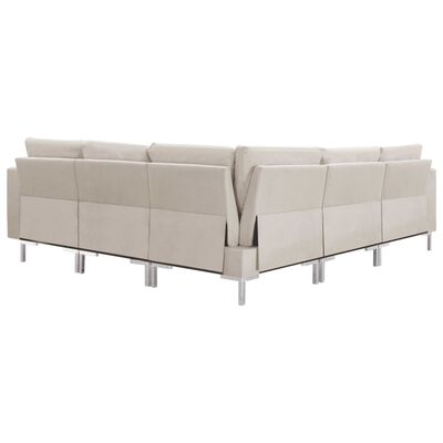 vidaXL 5-daļīgs dīvānu komplekts, krēmkrāsas audums