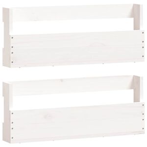 vidaXL sienas apavu plaukti, 2 gab., balti, 59x9x23 cm, priedes koks