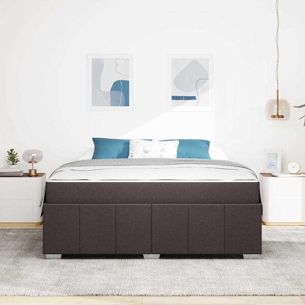 vidaXL Gultas rāmis ar matraci Tum&scaron;i brūna 180 x 200 cm audums