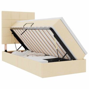 vidaXL Gulta ar uzglabā&scaron;anas vietu un matraci Krēms 90 x 190 cm audums