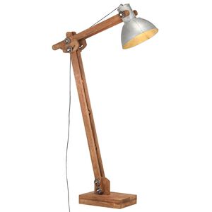 vidaXL grīdas lampa, sudraba krāsā, mango masīvkoks, E27