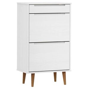 vidaXL apavu plaukts MOLDE, balts, 59,5x35x103 cm, priedes masīvkoks