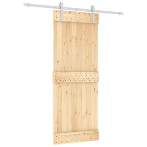 vidaXL Slīdo&scaron;ās durvis 80 x 210 cm Cieta priedes koks (neapstrādāts)