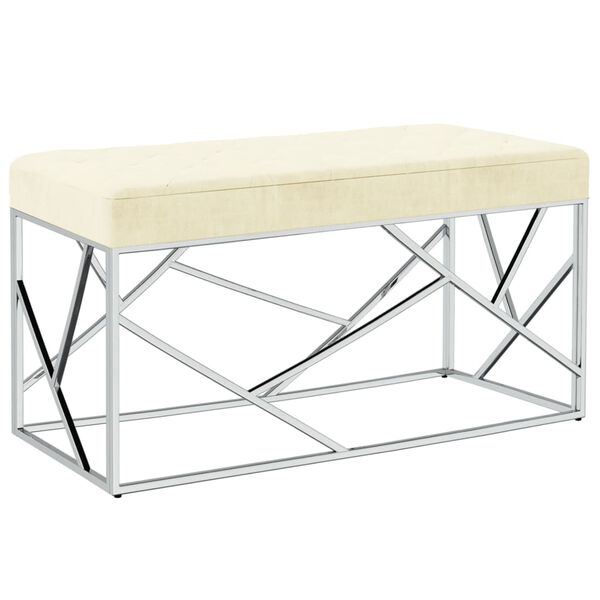 vidaXL sols, 97 cm, krēmkrāsas samta audums un nerūsējo&scaron;s tērauds