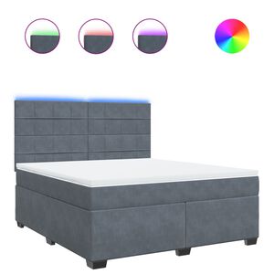 vidaXL atsperu gulta ar matraci, tum&scaron;i pelēka samts, 180x200 cm