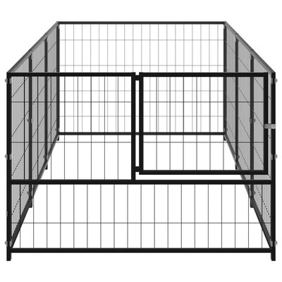 vidaXL suņu voljērs, melns, 3 m², tērauds