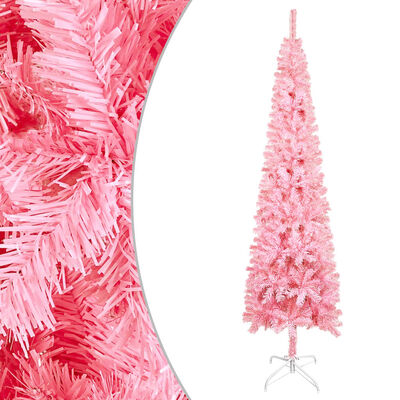 vidaXL mākslīgā Ziemassvētku egle, šaura, rozā, 120 cm