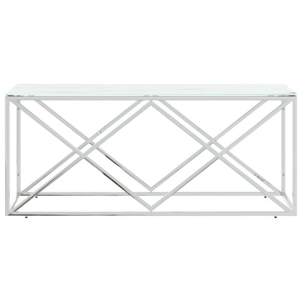 vidaXL kafijas galdiņ&scaron;, 110x45x45 cm, nerūsējo&scaron;s tērauds un stikls