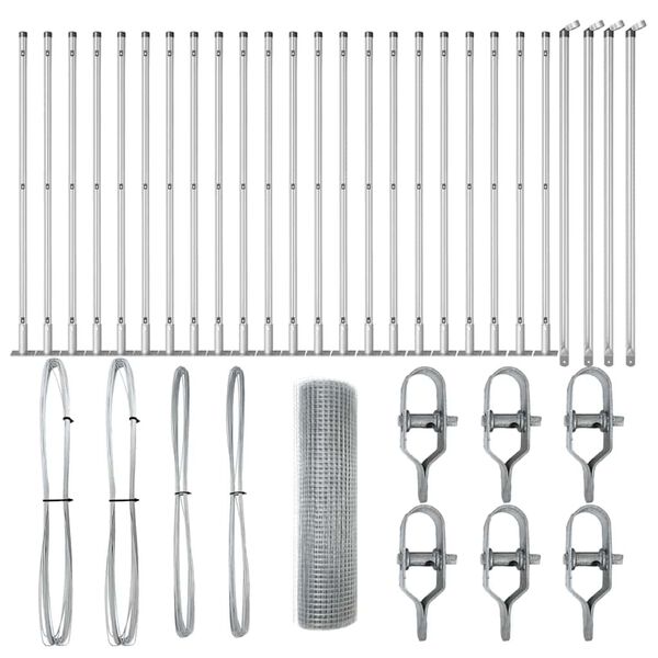 vidaXL Žoga āķis Sudraba 50 x 0,4 m (19 x 19 mm siets) Tērauds