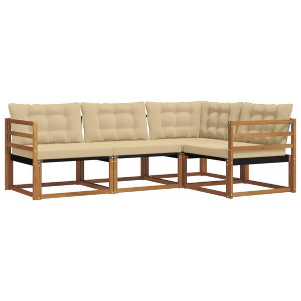 vidaXL Āra dīvānu komplekts ar spilvenu 4 pcs Dabisks un bē&scaron;s