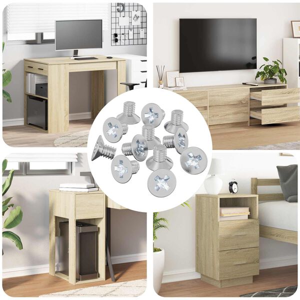 vidaXL Iegremdē&scaron;anas skrūves 12 pcs Sudraba M4 x 6 mm Dzelzs