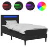 vidaXL Gultas rāmis ar LED sloksnēm Melns 90 x 190 cm Mākslīgā āda